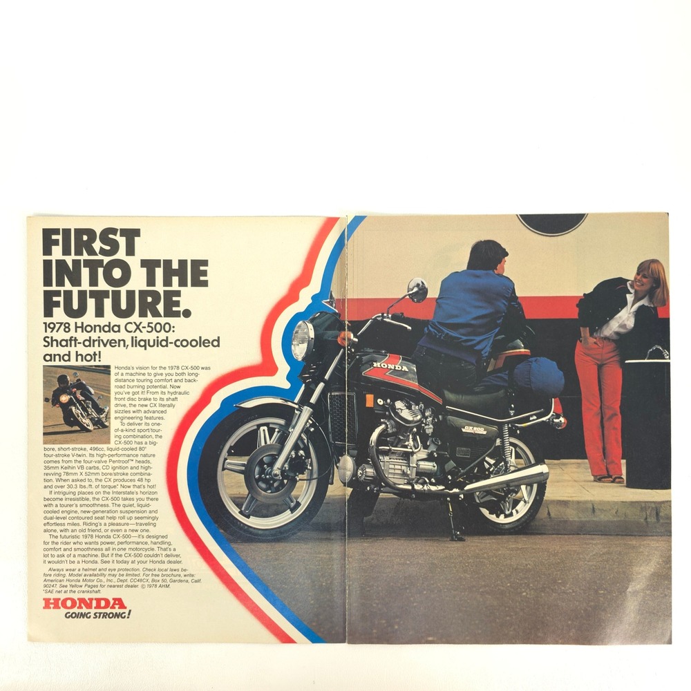 Vintage Honda CX500 Motorcycle Print Ad Classic Garage Decor Bike Show Display